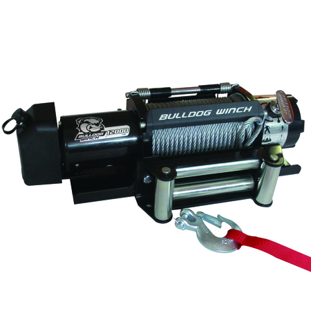 Bulldog Winch 12000lb Trailer Winch, Wire Rope, Roller Fairlead 10039